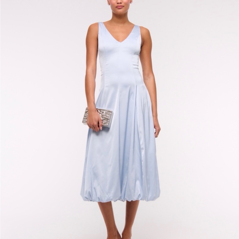 Plunge Bubble Hem Midi Dress